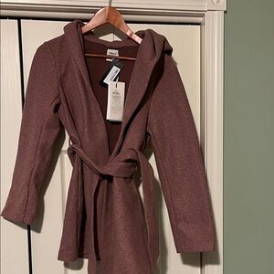 ONLY Hooded Wrap Coatigan in Mauve